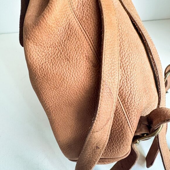 Vintage Y2K Guess Brown Pebbled Leather Medium Backpack - Picture 6 of 9